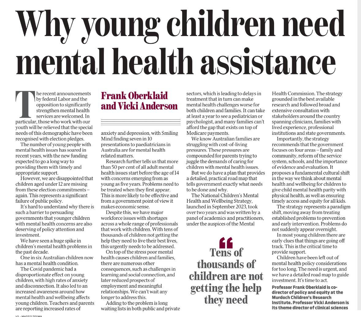 20250421 Oped Herald Sun Childrens Mental Health FO VA